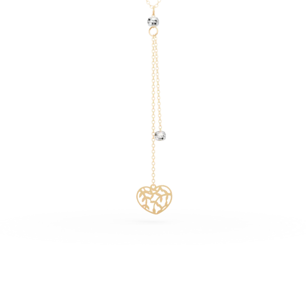 Lant cu pandantiv inima din aur alb-galben
