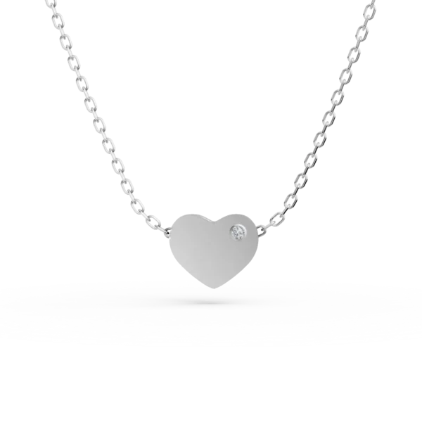 Lant cu pandantiv inima din aur alb si diamant de 0.005ct