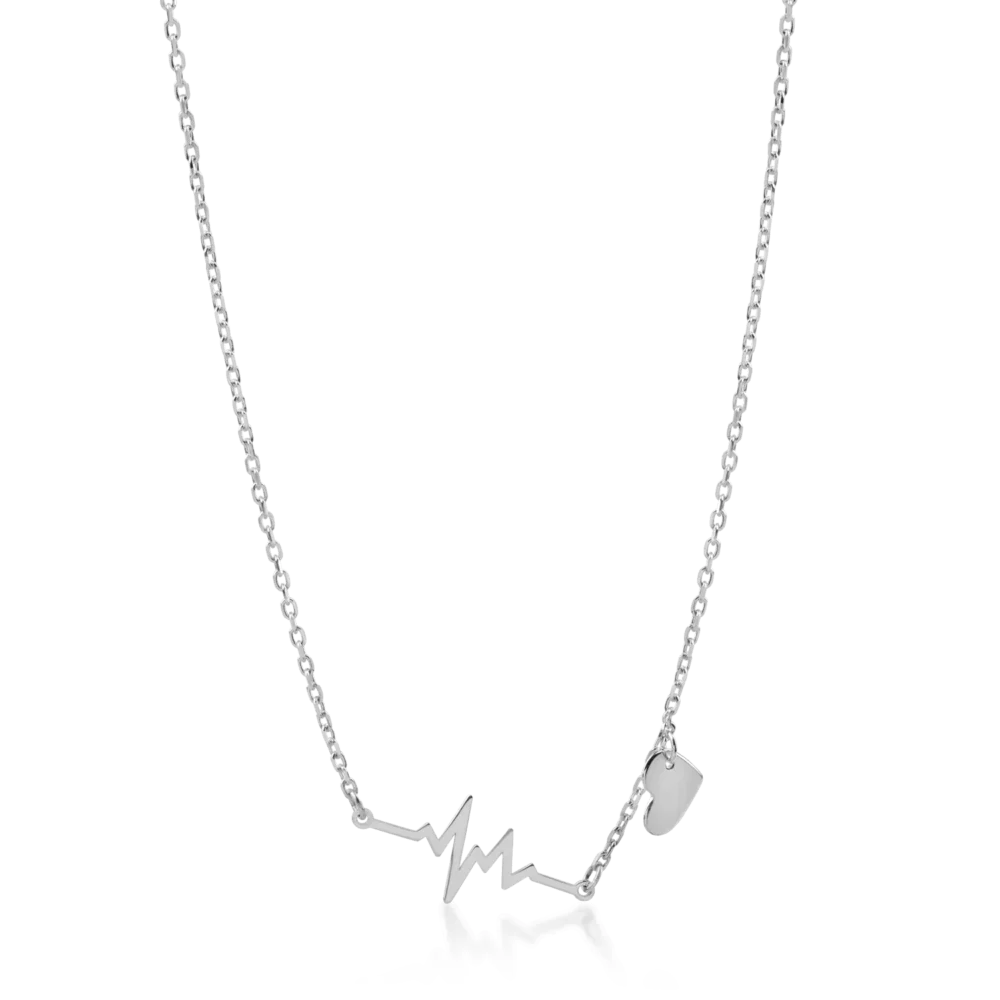 Lant cu pandantiv inima din aur alb