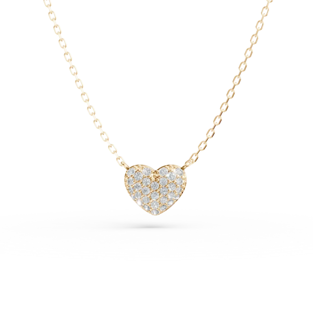 Lant cu pandantiv inima din aur galben cu zirconii