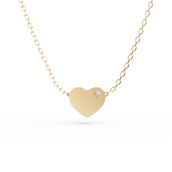 Lant cu pandantiv inima din aur galben si diamant de 0.005ct