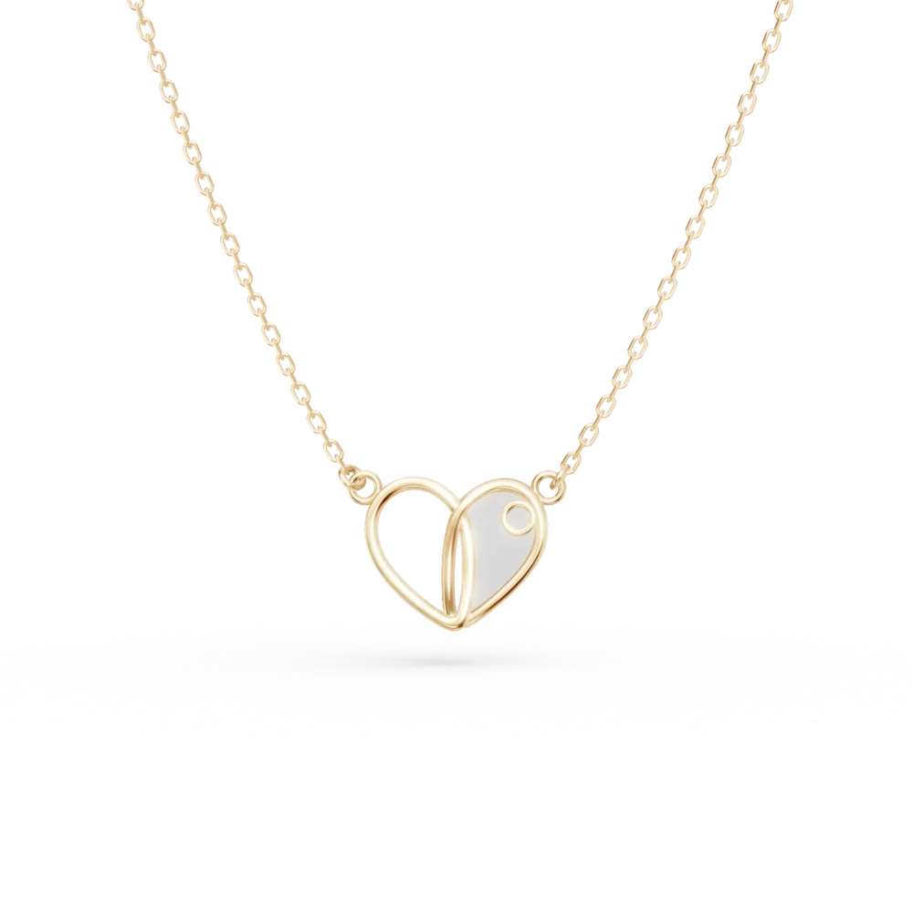 Lant cu pandantiv inima din aur galben