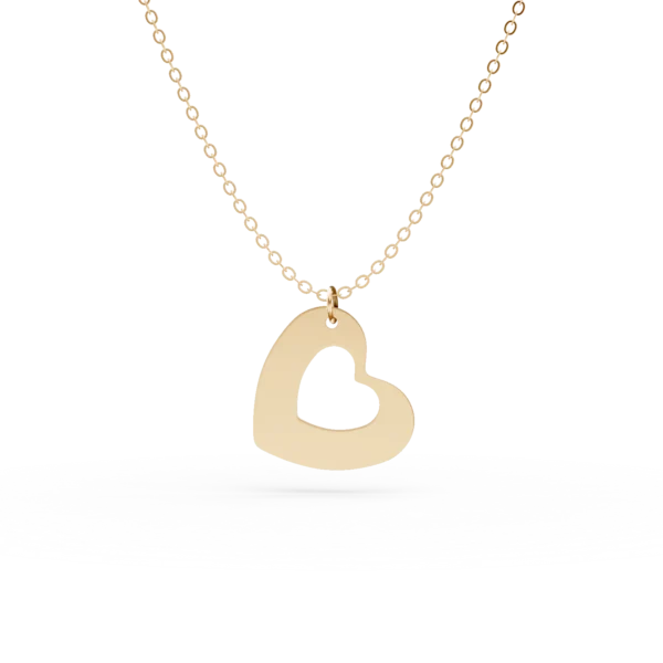 Lant cu pandantiv inima din aur galben