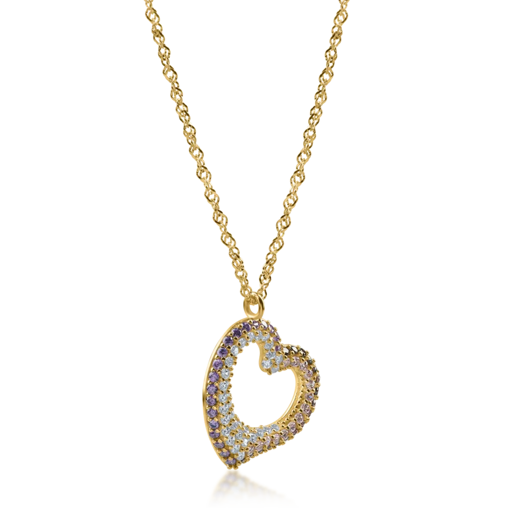 Lant cu pandantiv inima din aur galben - imagine 2