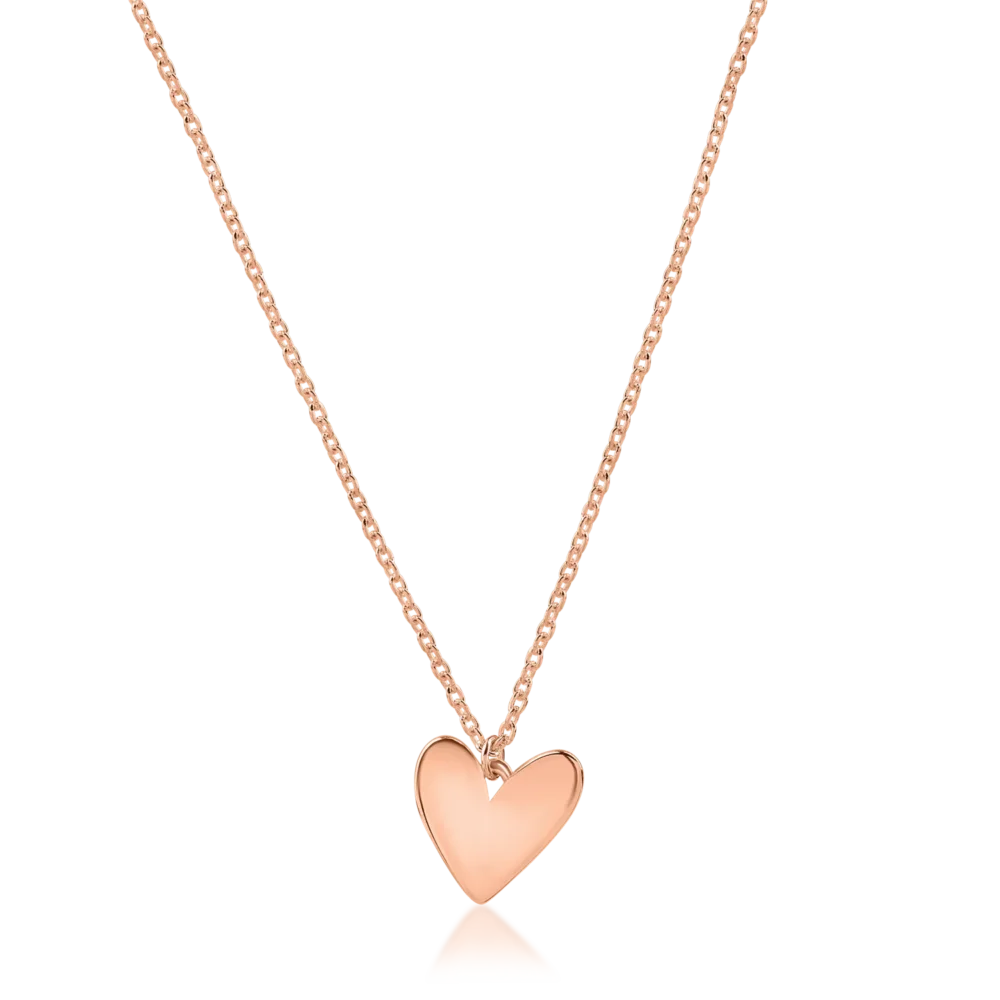 Lant cu pandantiv inima din aur roz