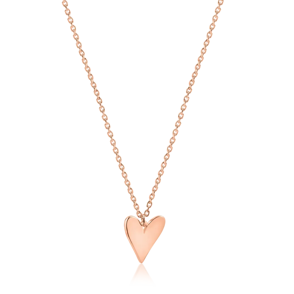 Lant cu pandantiv inima din aur roz - imagine 2