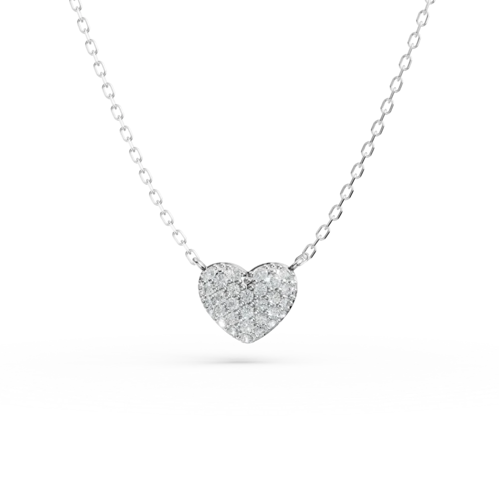 Lant cu pandantiv inima si zirconii din aur alb