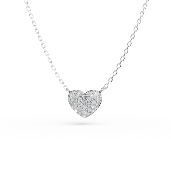 Lant cu pandantiv inima si zirconii din aur alb