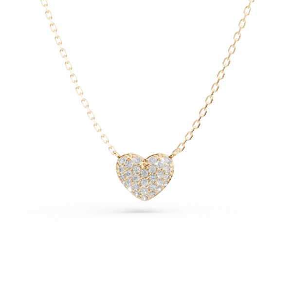 Lant cu pandantiv inima si zirconii din aur galben