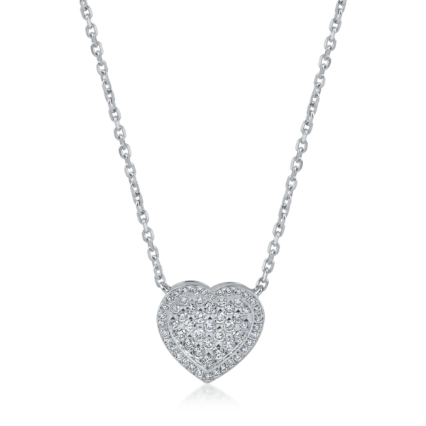Lant cu pandantiv inimioara din aur alb cu diamante de 0.3ct