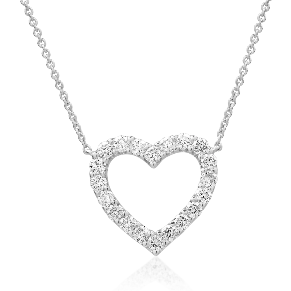 Lant cu pandantiv inimioara din aur alb cu diamante de 0.5ct