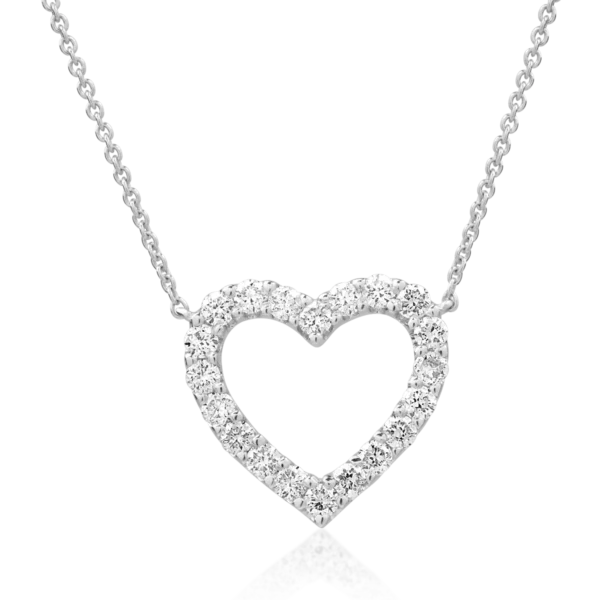 Lant cu pandantiv inimioara din aur alb cu diamante de 0.5ct