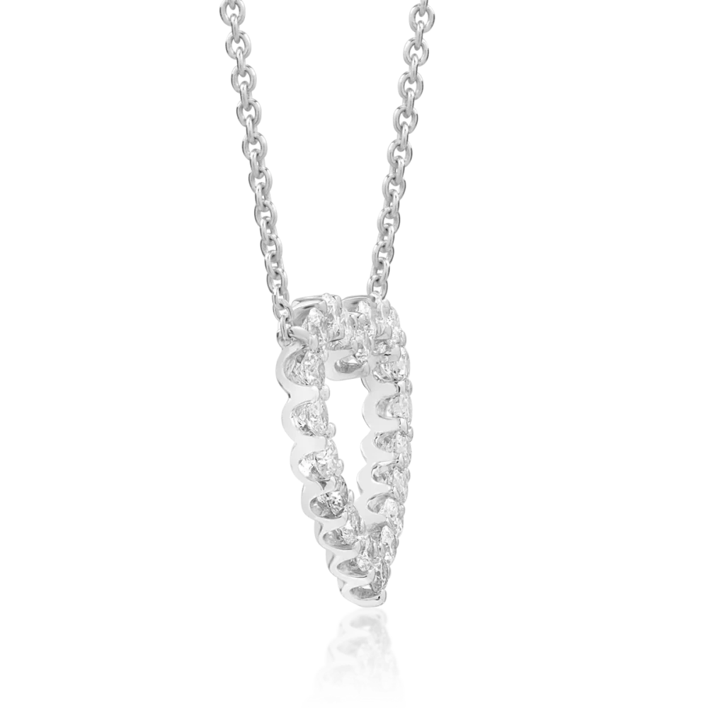 Lant cu pandantiv inimioara din aur alb cu diamante de 0.5ct - imagine 3