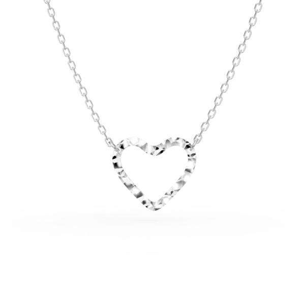 Lant cu pandantiv inimioara din aur alb