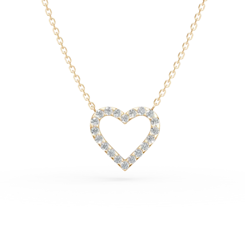 Lant cu pandantiv inimioara din aur galben cu diamante de 0.2ct