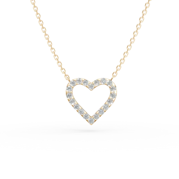 Lant cu pandantiv inimioara din aur galben cu diamante de 0.2ct