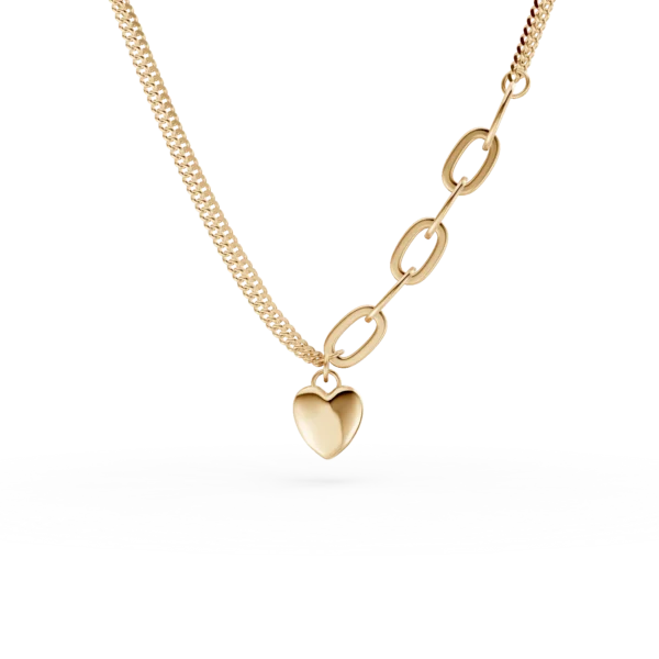 Lant cu pandantiv inimioara din aur galben
