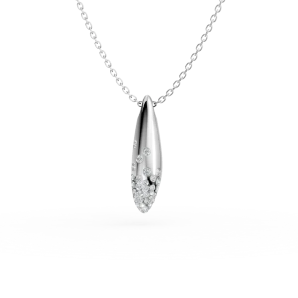 Lant cu pandantiv minimalist din aur alb cu diamante de 0.1ct