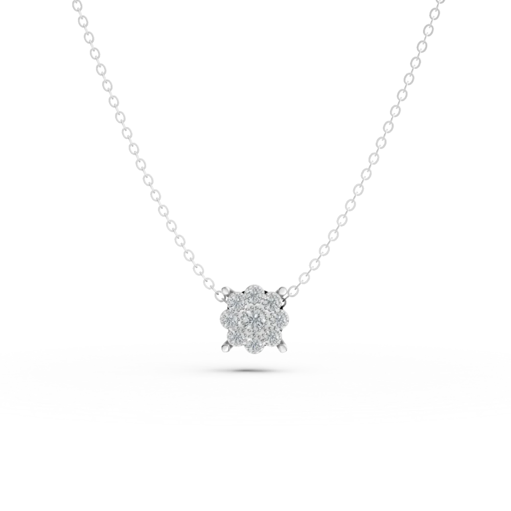 Lant cu pandantiv minimalist din aur alb cu zirconii