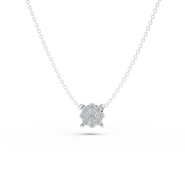 Lant cu pandantiv minimalist din aur alb cu zirconii