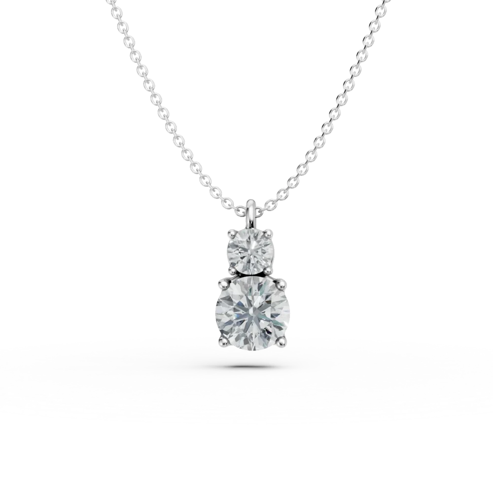 Lant cu pandantiv minimalist din aur alb cu zirconii