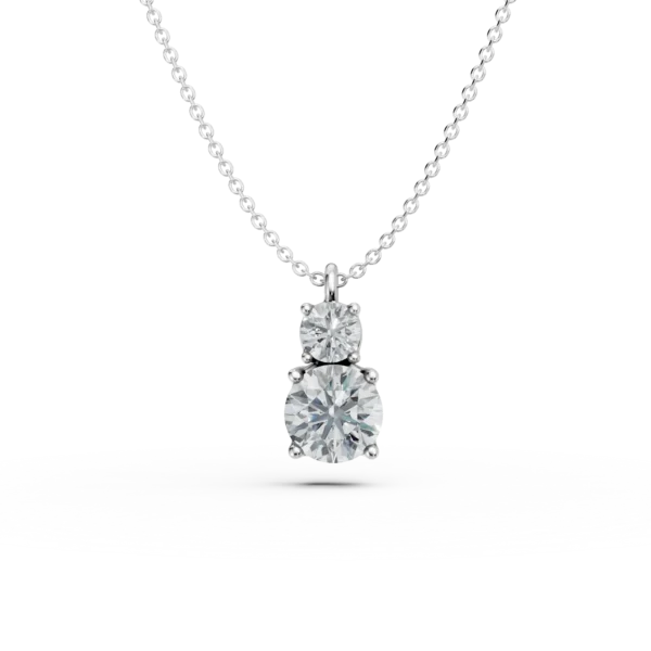 Lant cu pandantiv minimalist din aur alb cu zirconii