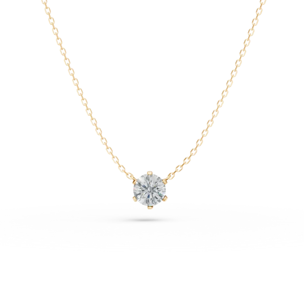 Lant cu pandantiv minimalist din aur galben cu diamant de 0.1ct