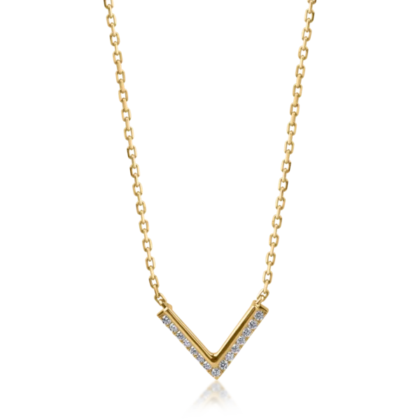 Lant cu pandantiv minimalist din aur galben cu diamante de 0.06ct
