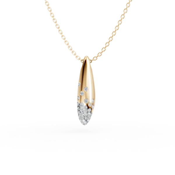 Lant cu pandantiv minimalist din aur galben cu diamante de 0.1ct