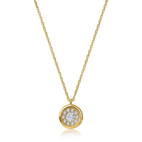 Lant cu pandantiv minimalist din aur galben cu zirconii