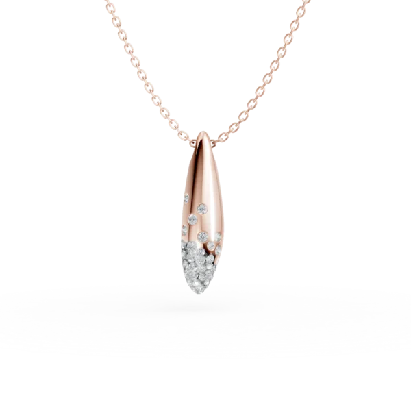 Lant cu pandantiv minimalist din aur roz cu diamante de 0.1ct