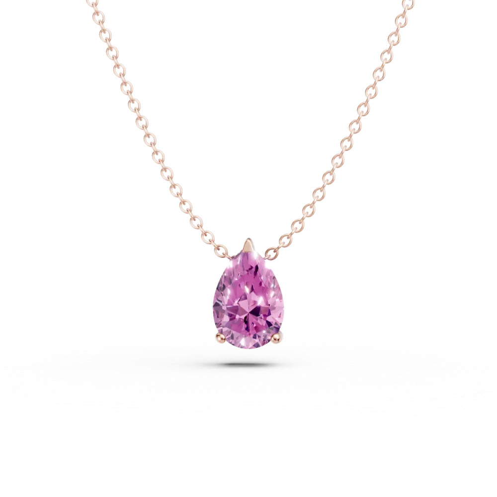 Lant cu pandantiv minimalist si zirconia mov din aur roz