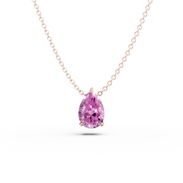 Lant cu pandantiv minimalist si zirconia mov din aur roz