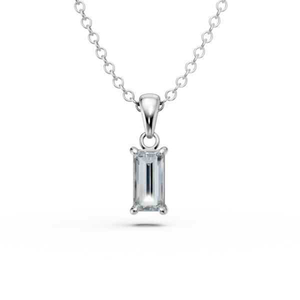 Lant cu pandantiv minimalist si zirconia solitaire din aur alb