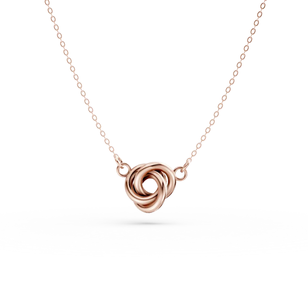 Lant cu pandantiv rotund din aur roz