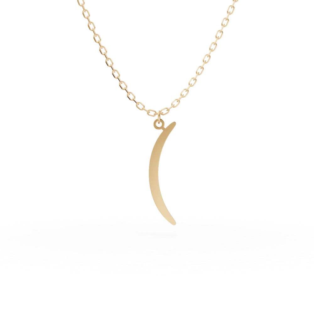 Lant cu pandantiv semiluna din aur galben