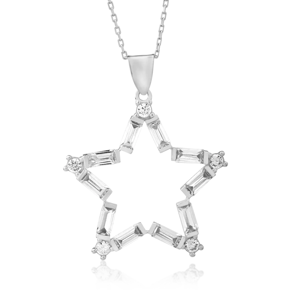 Lant cu pandantiv stea din aur alb