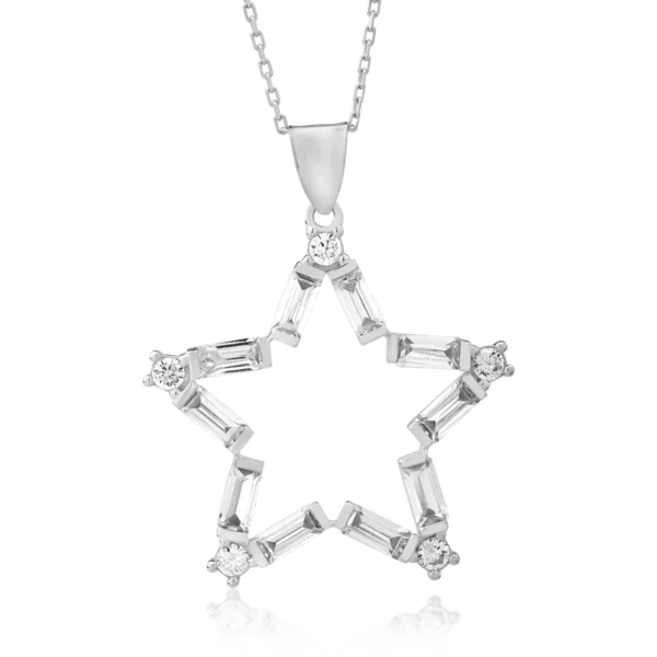 Lant cu pandantiv stea din aur alb