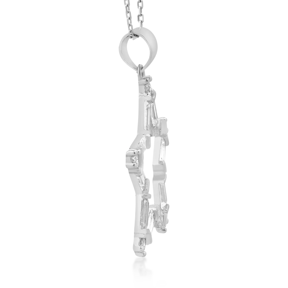 Lant cu pandantiv stea din aur alb - imagine 3