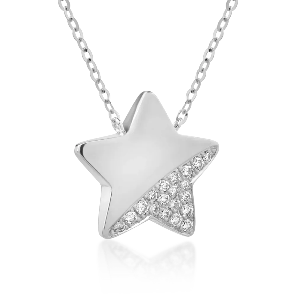 Lant cu pandantiv stea din aur alb cu lapis lazuli de 1.2ct si diamante de 0.079ct - imagine 3