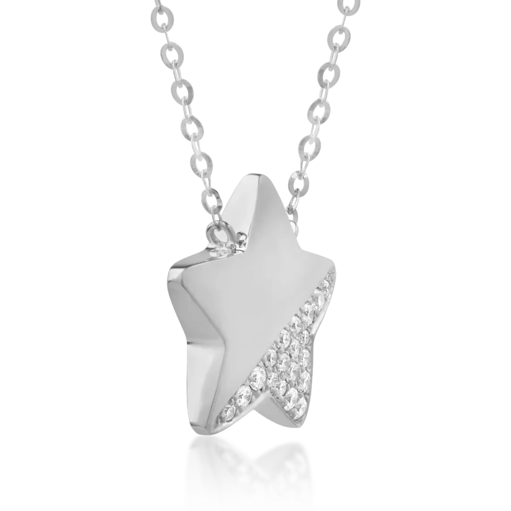 Lant cu pandantiv stea din aur alb cu lapis lazuli de 1.2ct si diamante de 0.079ct - imagine 4