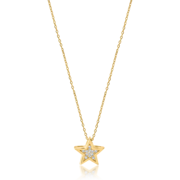 Lant cu pandantiv steluta din aur galben