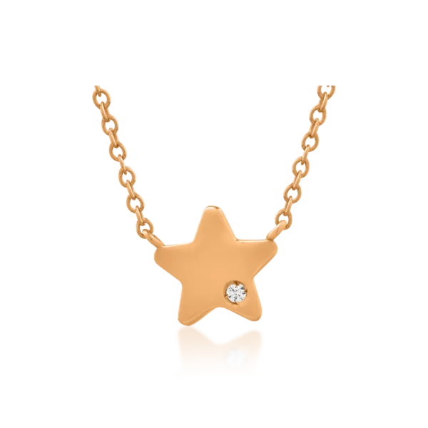 Lant cu pandantiv steluta din aur roz