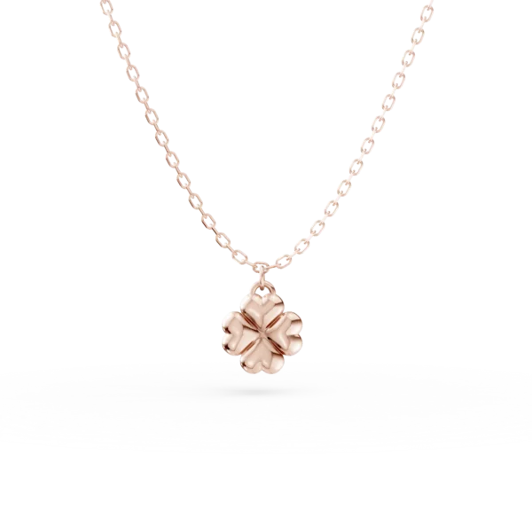 Lant cu pandantiv trifoi din aur roz