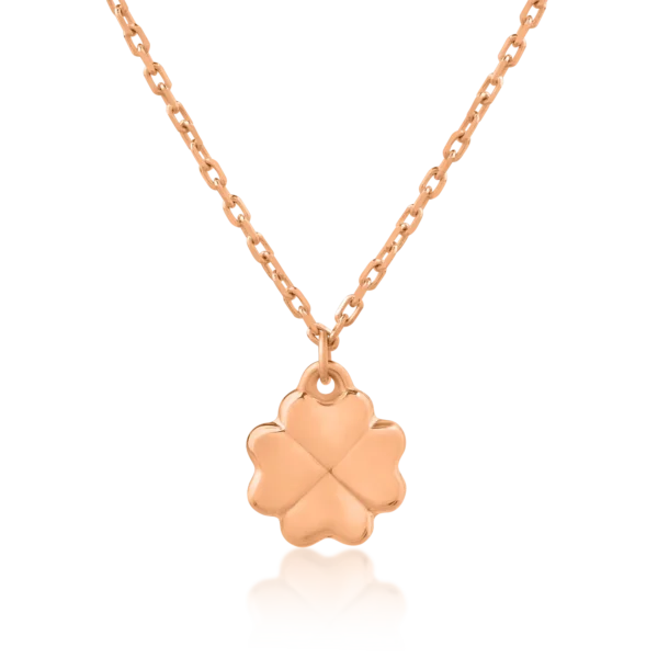 Lant cu pandantiv trifoi din aur roz