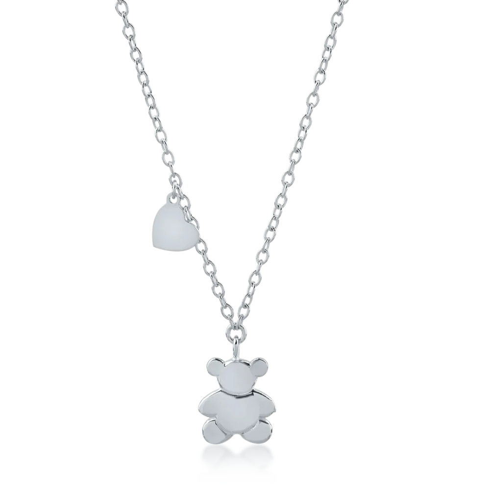 Lant cu pandantiv ursulet din aur alb