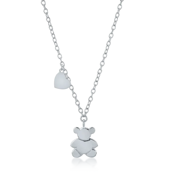Lant cu pandantiv ursulet din aur alb