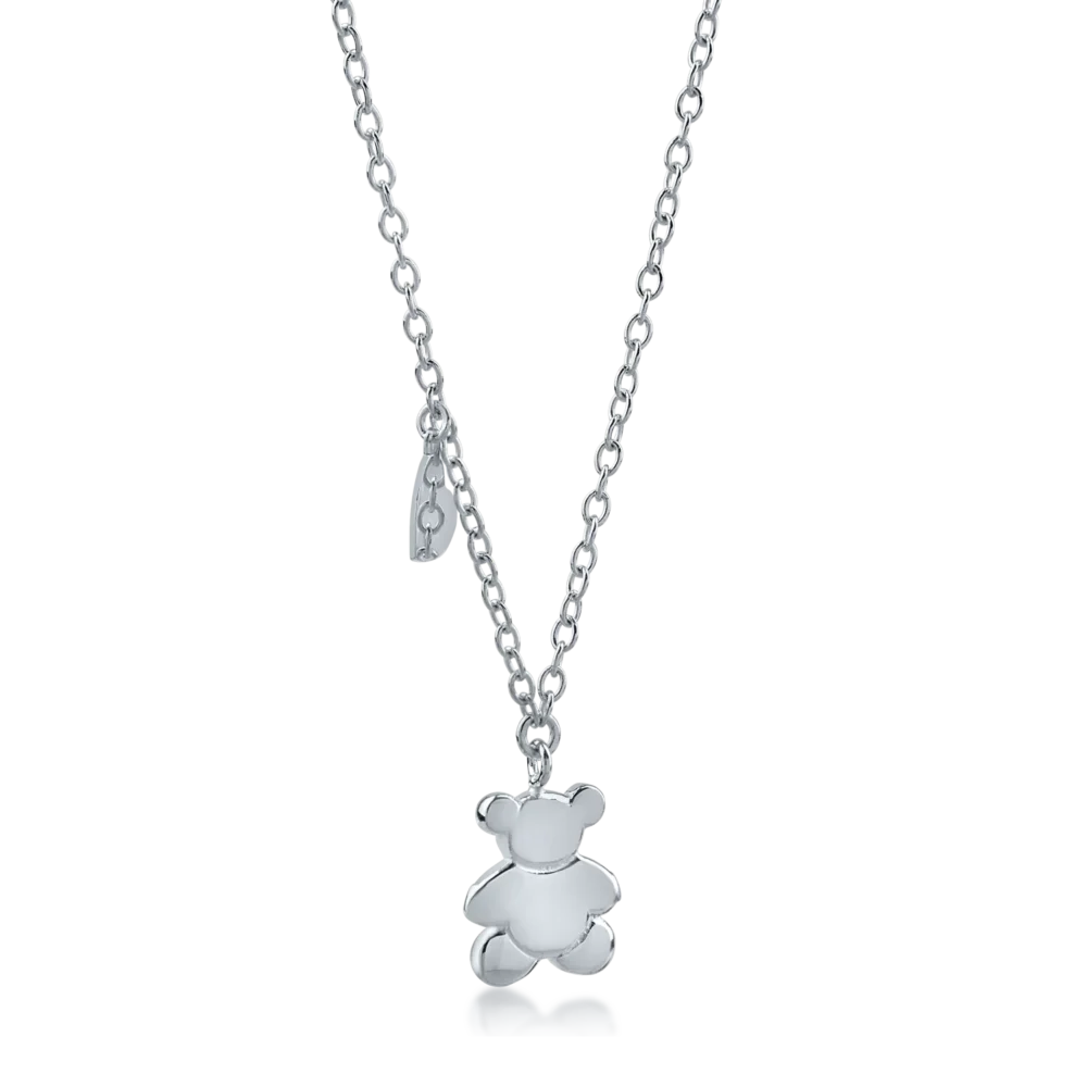 Lant cu pandantiv ursulet din aur alb - imagine 2