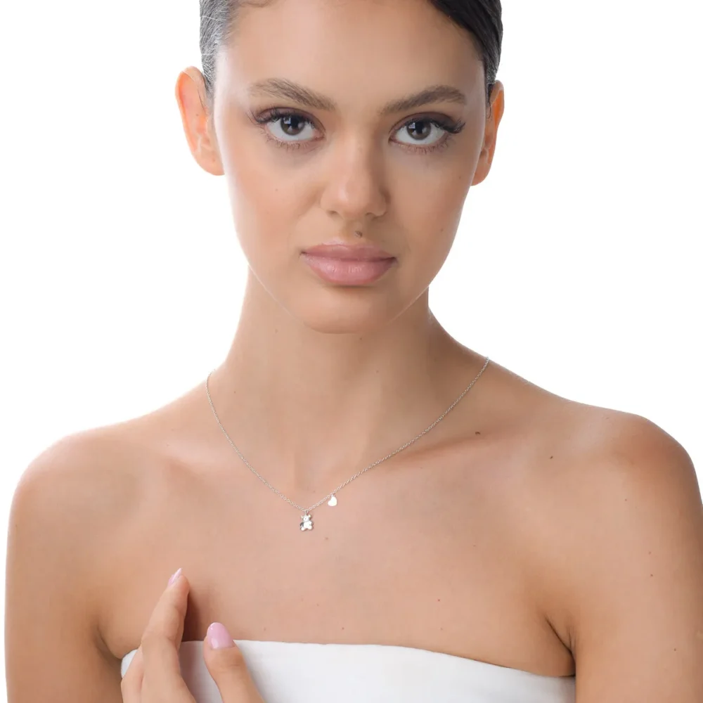 Lant cu pandantiv ursulet din aur alb - imagine 3