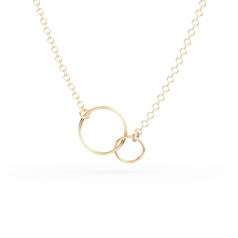 Lant cu pandantive cercuri din aur galben